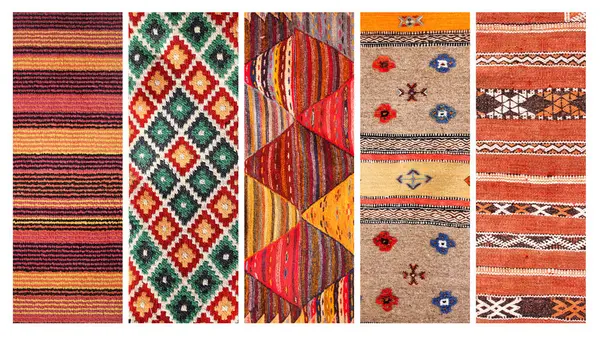 Set Vertical Horizontal Banners Textures Berber Traditional Wool Carpet Geometric — Stock Photo, Image