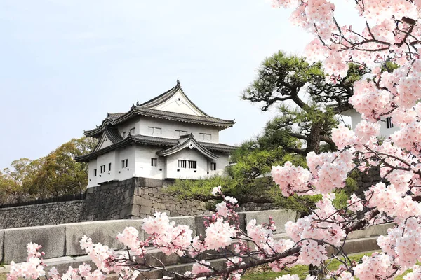Watch Tower Osaka Castle Flowers Sakura Japan Asia Traditional Japanese — Stock Photo, Image