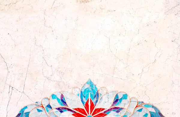 Detail Van Traditionele Perzische Mozaïek Muur Met Geometrische Bloemen Ornament — Stockfoto