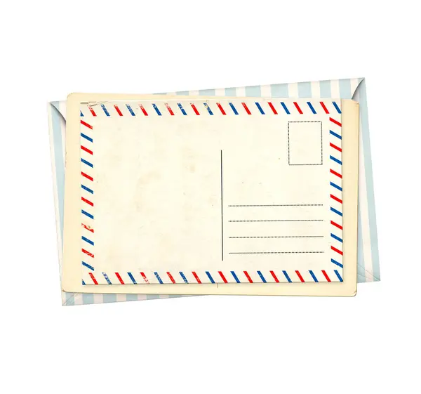 Vintage Post Card Envelope Retro Postcard Decorative Border Isolated White — Stock Photo, Image