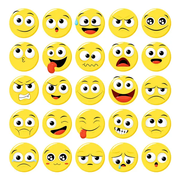 收集具有不同情绪的情绪 一组体积庞大的卡通人物面对着不同的表情 矢量说明Eps8 — 图库矢量图片
