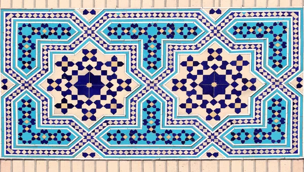 Detail Traditional Persian Mosaic Wall Geometric Ornament Blue Dark Blue — Stock Photo, Image
