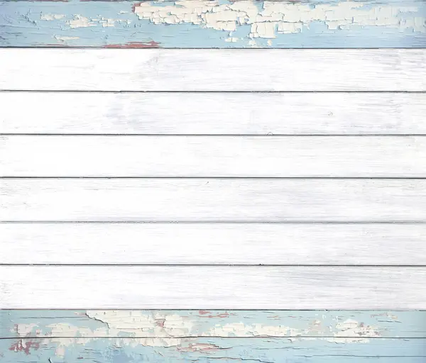 Kırık Beyaz Açık Mavi Boyalı Eski Ahşap Tahtaların Dokusu Farklı — Stok fotoğraf