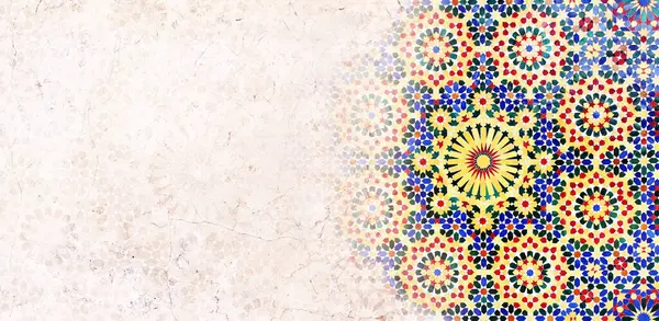 Detail Traditional Persian Mosaic Wall Geometrical Floral Ornament Iran Horizontal — Stock Photo, Image