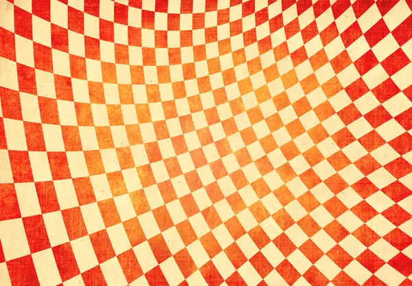 Retro Background Texture Old Soiled Paper Red Yellow Color Checkered — Stock Photo, Image