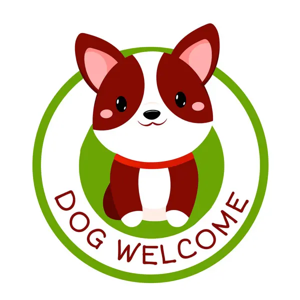Pet Friendly Vector Label Stamp Sticker Dog Friendly Text Kawaii — Stock Vector