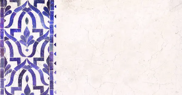 Detalj Traditionella Persiska Mosaik Vägg Med Geometriska Och Blommiga Prydnad — Stockfoto