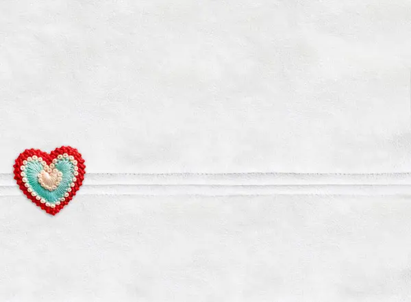 Horizontal Christmas Backdrop Suede Texture Ivory Color Felt Heart Can — Stock Photo, Image