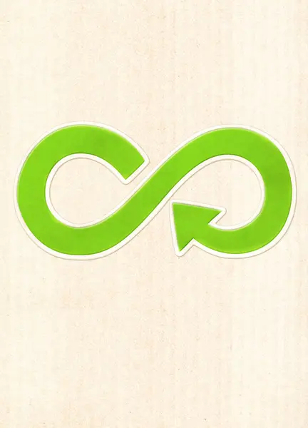Kreislaufwirtschaftssymbol Auf Grünem Papier Nachhaltige Entwicklung Eines Strategischen Ansatzes Null — Stockfoto