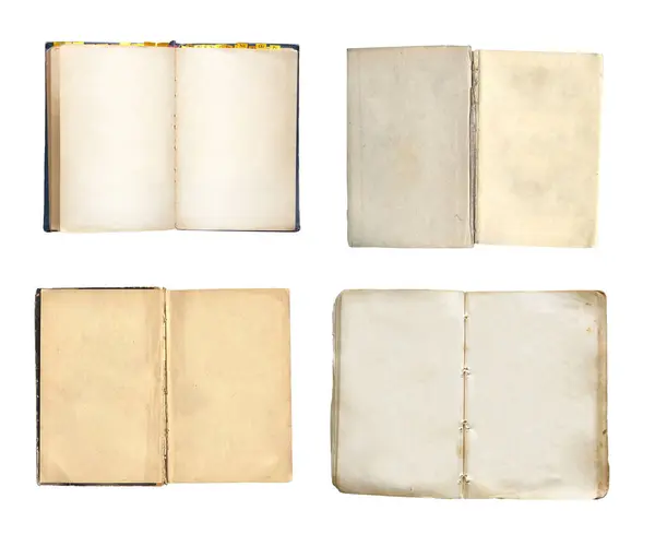 Collection Old Books Blank Pages Set Vintage Opened Book Blank — Stock Photo, Image