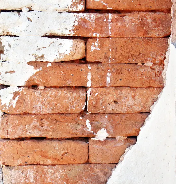 Grunge Background Texture Old Brick Wall Cracked Stucco White Color — Stock Photo, Image