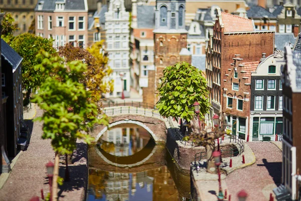 Haha Nizozemsko 2022 Modely Holandských Lodí Kanálů Miniaturním Parku Madurodam — Stock fotografie