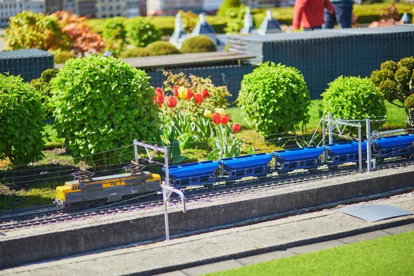 Hague Netherlands Abril 2022 Mini Modelos Trens Parque Miniatura Madurodam — Fotografia de Stock