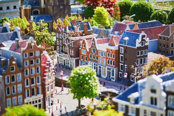 Hague Niderlandy Kwiecień 2022 Modele Starych Holenderskich Domów Miniaturowym Parku — Zdjęcie stockowe