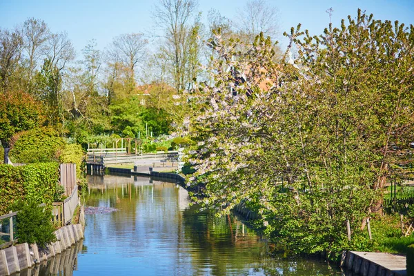 荷兰美丽的Marken村及其运河和公园的景观 — 图库照片