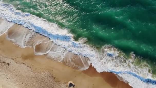 Luchtdrone Zicht Atlantische Oceaan Kustlijn Bretagne Frankrijk Prachtige Zeekust Met — Stockvideo
