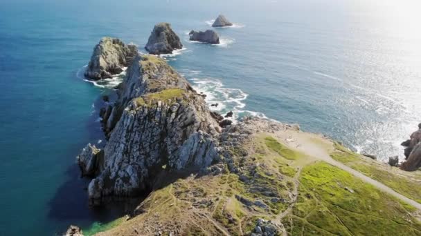Blick Auf Die Halbinsel Crozon Eines Der Beliebtesten Touristenziele Der — Stockvideo