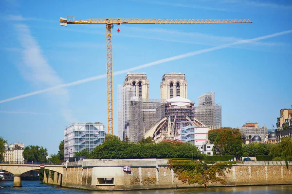 Blick Auf Die Kathedrale Notre Dame Bei Reparaturarbeiten Paris Frankreich — Stockfoto