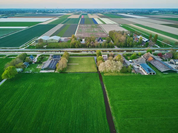 Flygdrönare Syn Typiska Holländska Fält Och Polders Typiskt Landskap Landsbygden — Stockfoto