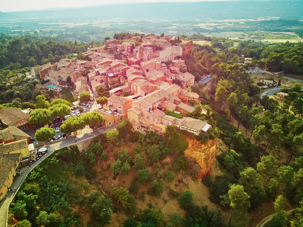 Aerial Scenic View Roussillon Provence France Roussillon Known Its Large — Fotografia de Stock