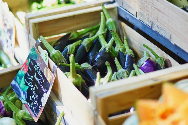 フランスのプロヴァンス クーロンのファーマーズマーケットで新鮮な有機野菜や果物 一般的なヨーロッパの家庭用栽培製品市場 — ストック写真