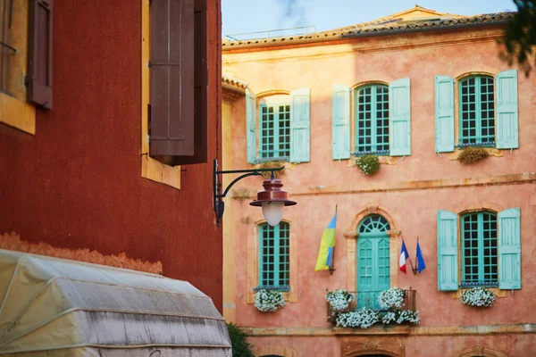 Vista Panorâmica Das Ruas Roussillon Provença França Roussillon Conhecido Por — Fotografia de Stock
