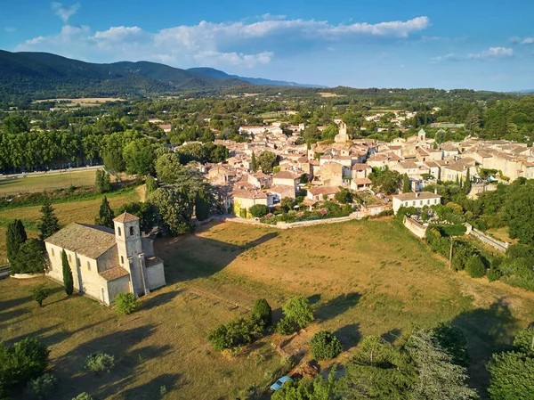 Aerial Drone View Famous Village Lourmarin Provence Southern France —  Fotos de Stock