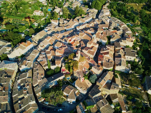 Aerial Drone View Famous Village Lourmarin Provence Southern France — Fotografia de Stock