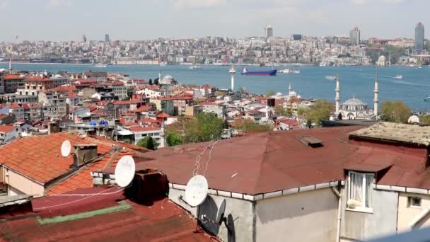Stanbul Türkiye Nisan 2023 Stanbul Türkiye Çeşitli Gemiler Boğazdan Geçiyor — Stok video
