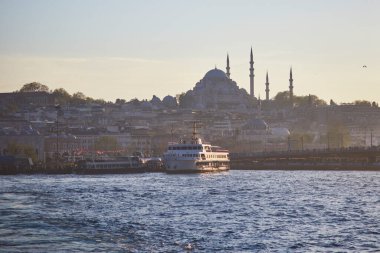 İstanbul, Türkiye 'de yolcu feribotu İstanbul Boğazı' ndan geçiyor