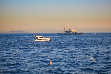 İstanbul, Türkiye 'de yolcu feribotu İstanbul Boğazı' ndan geçiyor