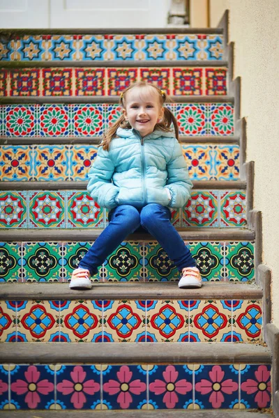 Adorable Preschooler Girl Kuzguncuk Neighborhood Uskudar District Asian Side Bosphorus — Stock Photo, Image