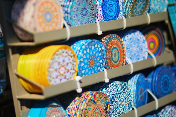 Urval Färgglada Keramik Egyptisk Basar Eller Krydda Basar Största Basarerna — Stockfoto