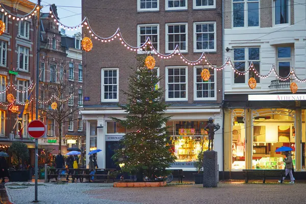 Amsterdam Nederland December 2022 Regenachtige Kerstdag Amsterdam Nederland — Stockfoto