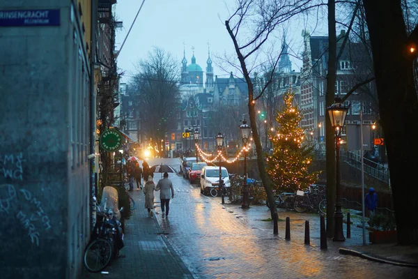 Amsterdam Netherlands December 2022 Різдвяний Дощ Амстердамі Нідерланди — стокове фото