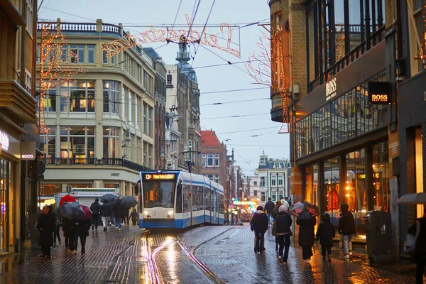 Amsterdam Nederländerna December 2022 Regnig Juldag Amsterdam Nederländerna — Stockfoto