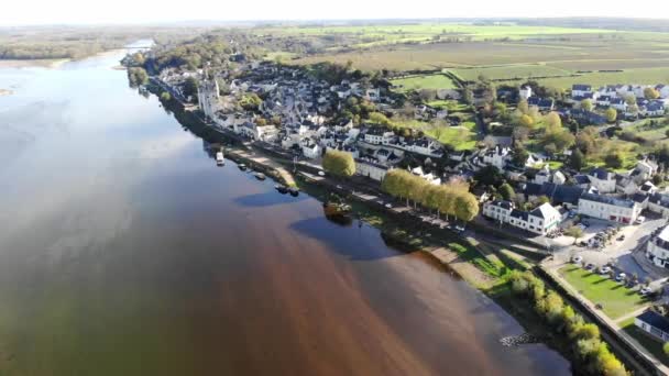 Flygdrönare Utsikt Över Floden Loire Möte Med Floden Vienne Nära — Stockvideo