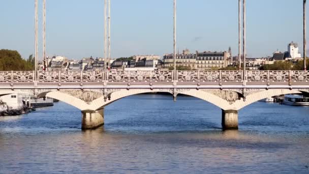 Vista Panorâmica Viaduto Austerlitz Sobre Rio Sena Paris França — Vídeo de Stock