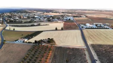 Aerial scenic Mediterranean landscape with lavender fields in Provence, Southern France