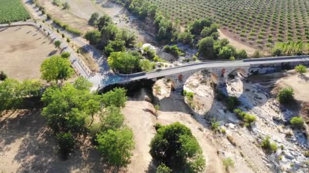 Vista Aérea Del Puente Juliano Pont Julien Puente Arco Piedra — Vídeo de stock