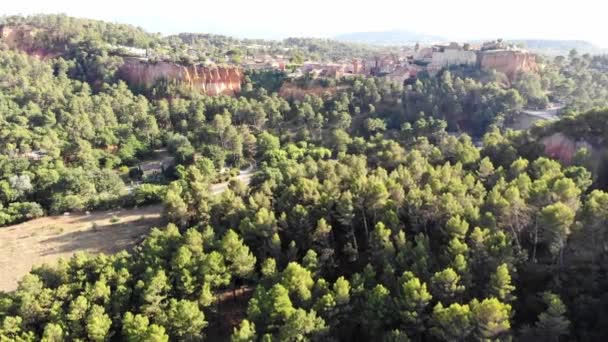 Aerial Scenic View Roussillon Provence France Roussillon Known Its Large — стоковое видео