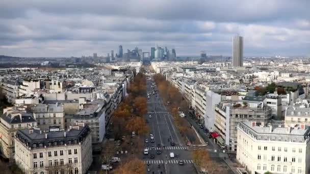Vue Aérienne Panoramique Sur Paris France Avec Avenue Grande Armee — Video