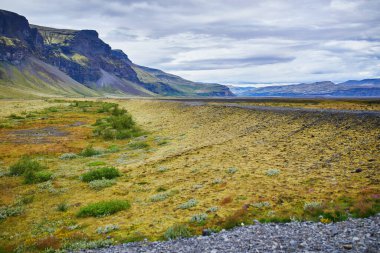 Güney İzlanda 'daki Lomagnupur alt buz tepeciğinin manzarası
