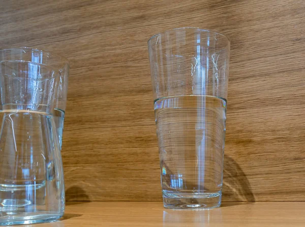 Glasses Clean Water Wooden Surface — Stock Photo, Image