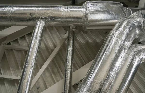 Construction Ventilation Pipes Ceiling — Stock Photo, Image