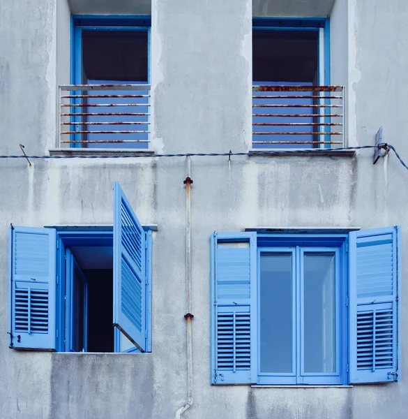 Buildings Blue Shutters Trapani Sicily — Stock Photo, Image