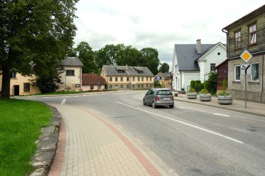 LATVIA, TALSI - 24 AUGUST: Talsi is a city in Latvia.  It is nicknamed the 'green pearl of Courland '. View of the stone city road on 24 August 2021, Talsi, Latvia.
