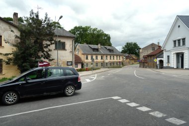 LATVIA, TALSI - 24 AUGUST: Talsi is a city in Latvia.  It is nicknamed the 'green pearl of Courland '. View of the stone city road on 24 August 2021, Talsi, Latvia.