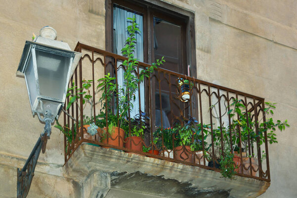 View of an old balcony in Italy.