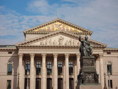 Munich, Bavaria, Germany - August 5, 2022: Monument to Maximilian I Joseph. Max Joseph Square, Munich, Germany , summer walk over old city